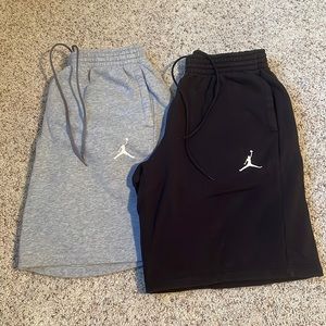 2 pairs Jordan fleece sweat shorts. Black & Gray. Size XXL.